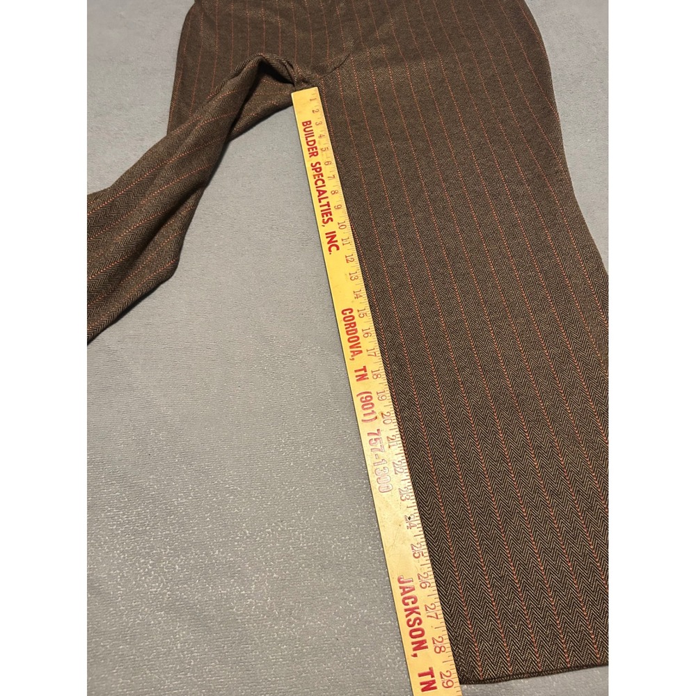 New York & Company Brown Herringbone Orange Pinstripe Wide Leg Pants XL Average - Picture 5 of 8